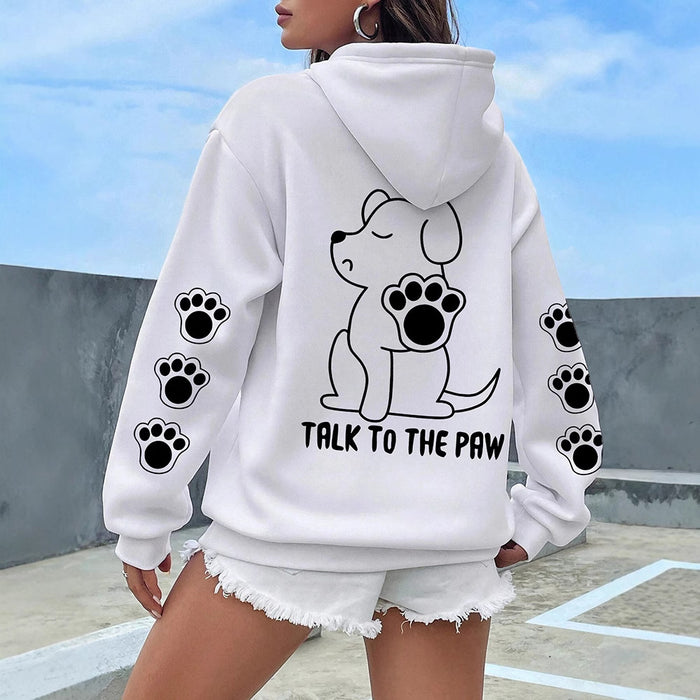 Dog Cartoon Print Hoodie for Women